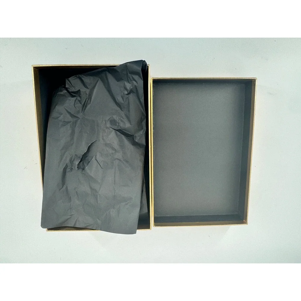 Saint Laurent Shoe Box Unisex Large Gold Metallic Textured Logo Designer Storage